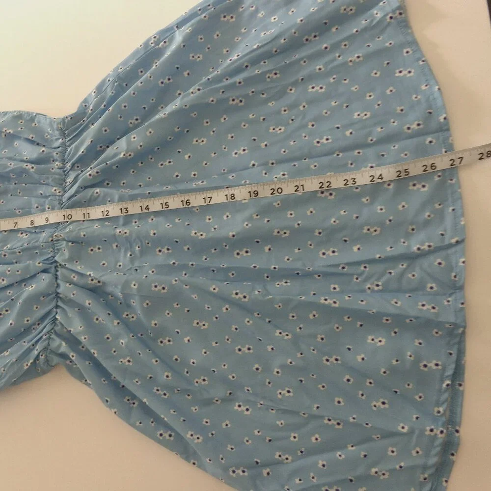 New! ZAFUL Forever Young - Floral Print‎ Tie Mini Sundress - Light Blue - Size 6